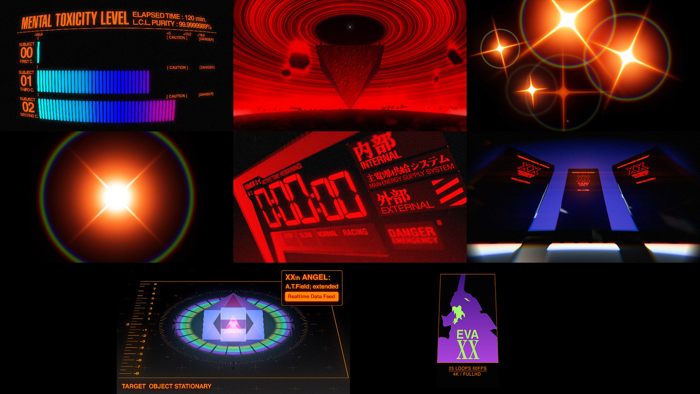 Grid Samples EVA XX 25 loops 60fps 4k FullHD Neo Genesis Evangelion VJ pack vjing anime