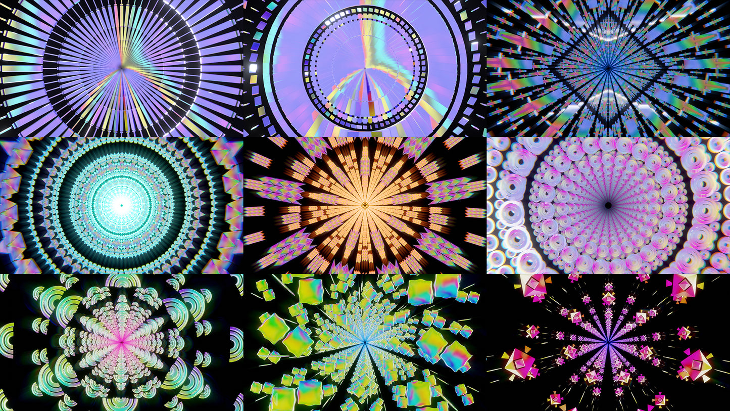 Grid Thumbs Samples Chromatica 60 fps 4k FullHD geometric 3D VJ loops FullHD
