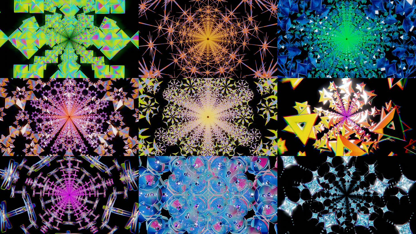 Grid Thumbs Samples Chromatica 60 fps 4k FullHD geometric 3D VJ loops FullHD