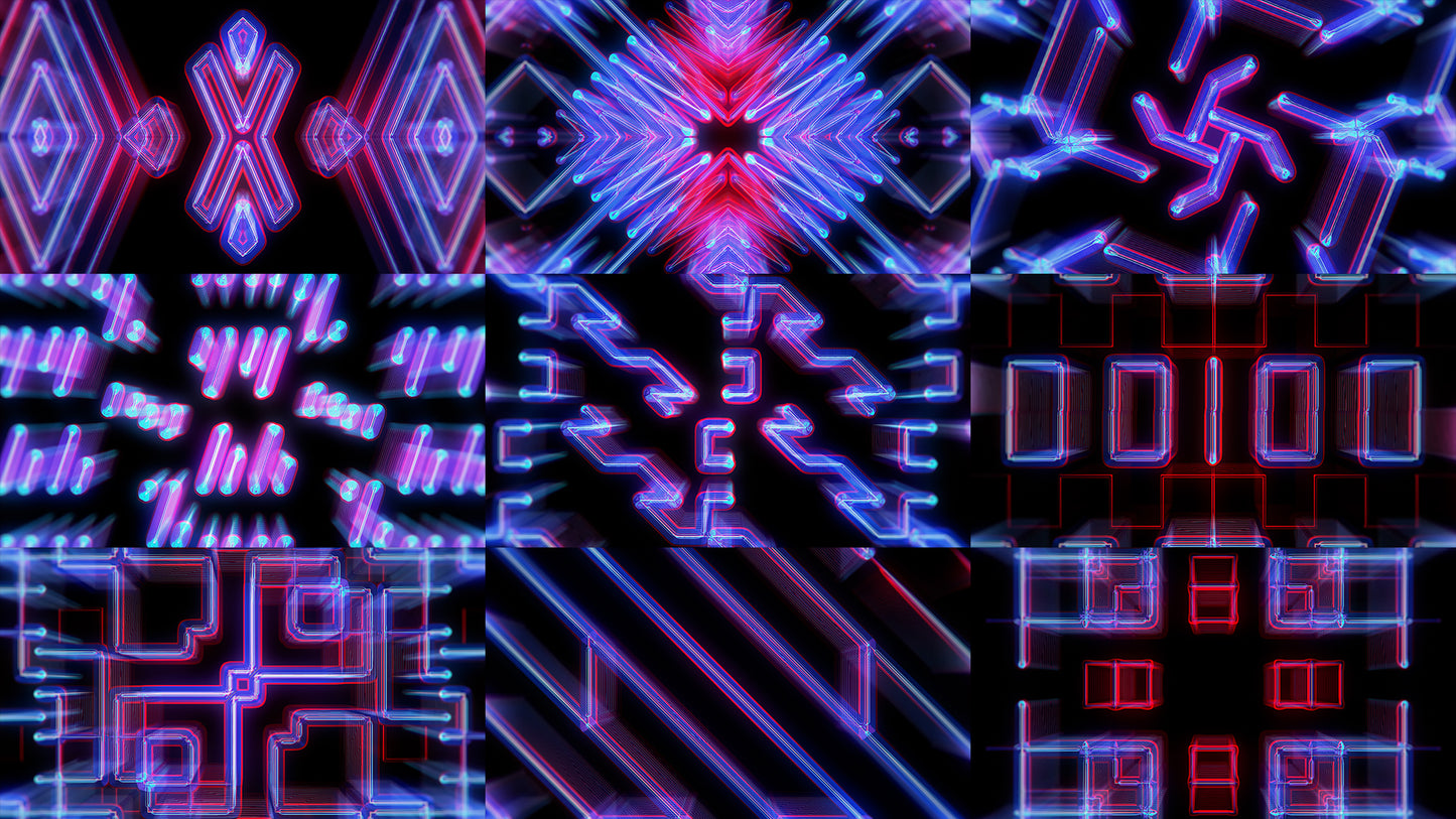 Techno grid, video loop, vj pack, protobacillus, animation, purple, red, blue, loop, vj loop, video loop, vj pack